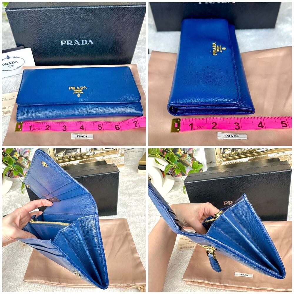 Prada Long Wallet Blue Saffiano Leather NICE Used with box Cute! - Picture 14 of 16